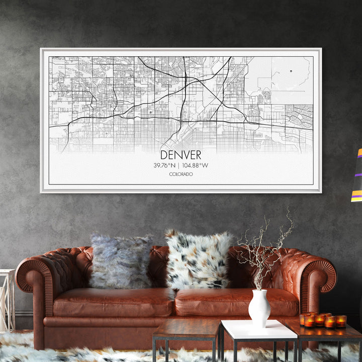 Denver Street Map, Colorado Map, Map Print, Minimalist Art, Wall Art, Canvas Art, Wall Décor Over The Couch, Housewarming Gift, Preppy Décor