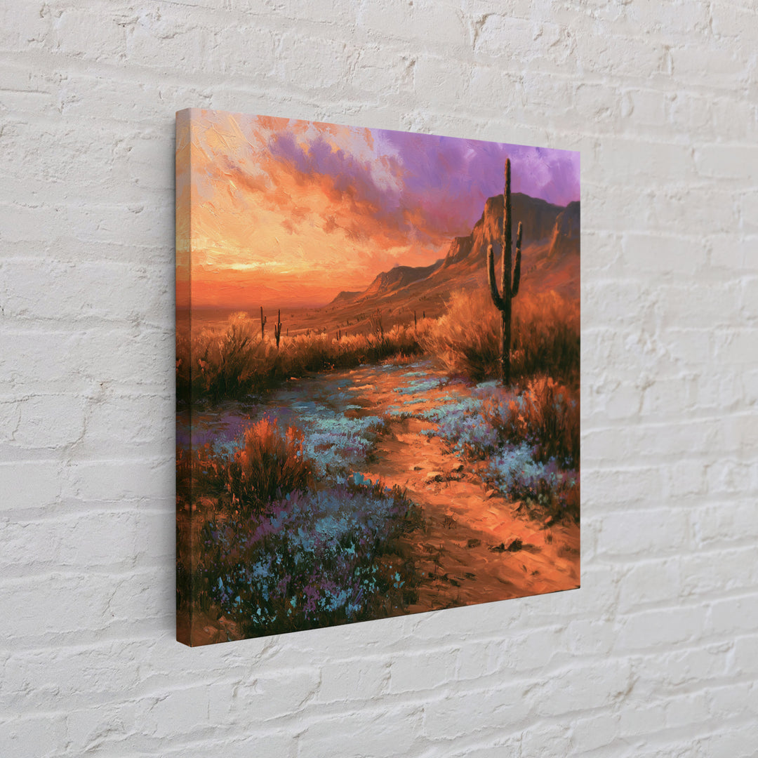 Desert Wildflowers After Spring Rain Framed Canvas Print, Desert Art, Nature Wall Art, Southwestern Decor, Fine Art, Desert, DES-1x1-100