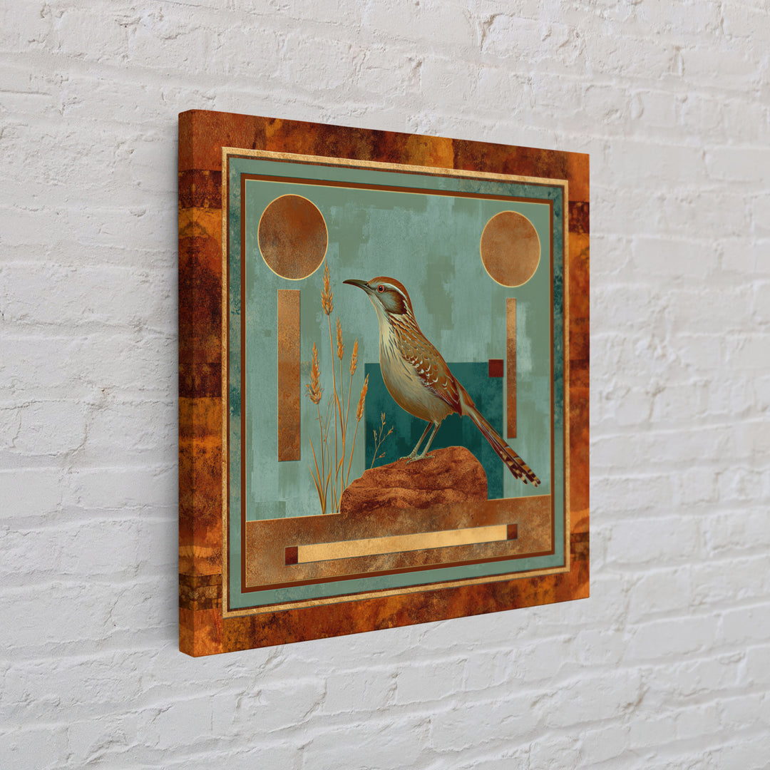 Roadrunner Bird in a Dry Wash Canvas Print, Desert Art, Living Room Art, Southwestern Decor, Watercolor Art, Desert, DES-1x1-14