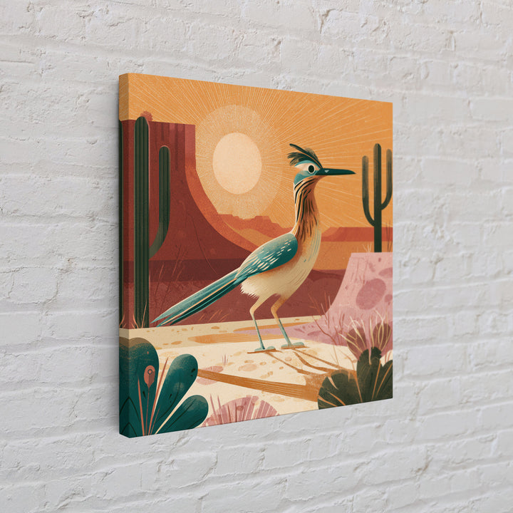 Roadrunner Bird in a Dry Wash Framed Canvas Print, Desert Art, Statement Artwork, Southwestern Decor, Fine Art, Desert, DES-1x1-38