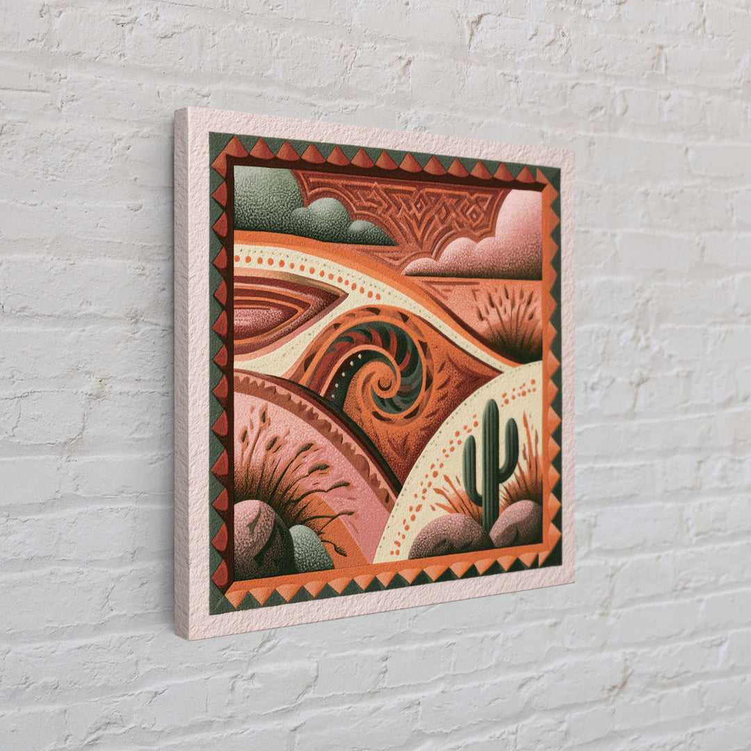 Wind Carved Dune Patterns from Above Framed Canvas Print, Desert Art, Boho, Southwestern Decor, Watercolor Art, Desert, DES-1x1-44