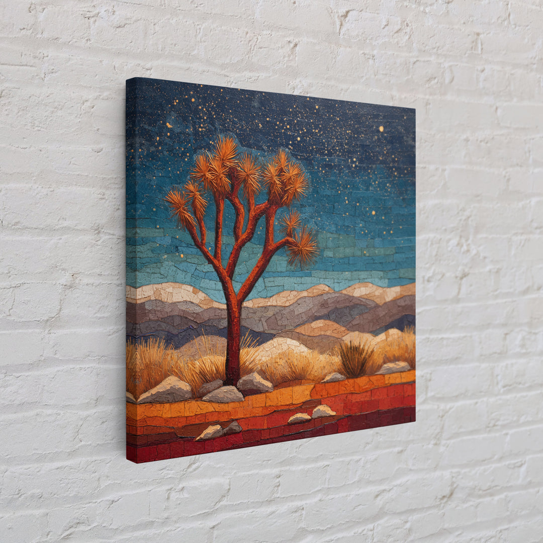 Joshua Tree under Star Filled Night Framed Canvas Print, Desert Art, Botanical Art, Southwestern Decor, Fine Art, Desert, DES-1x1-6