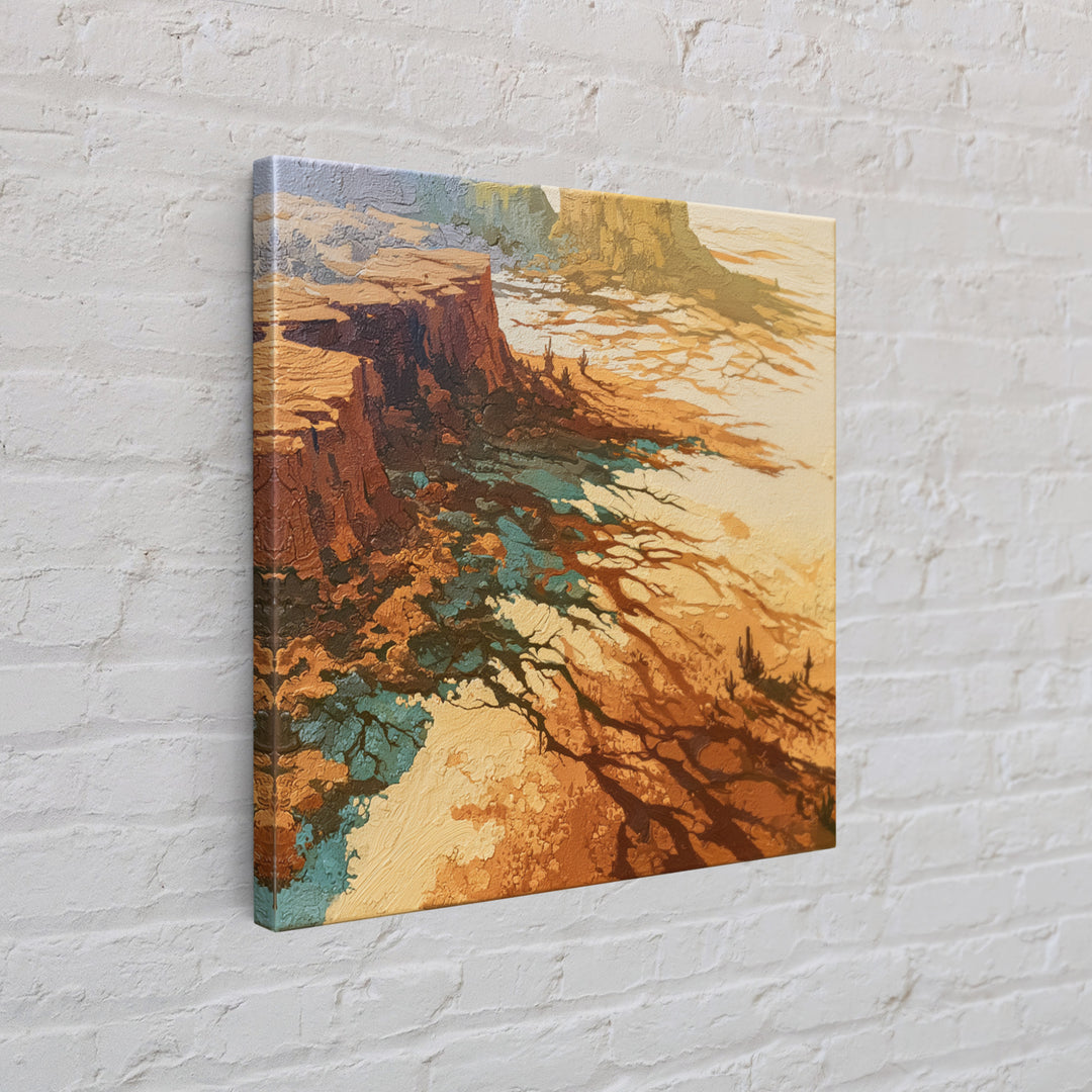 Wind Carved Dune Patterns from Above Framed Canvas Print, Desert Art, Western Wall Art, Southwestern Decor, Oil Painting, DES-1x1-68