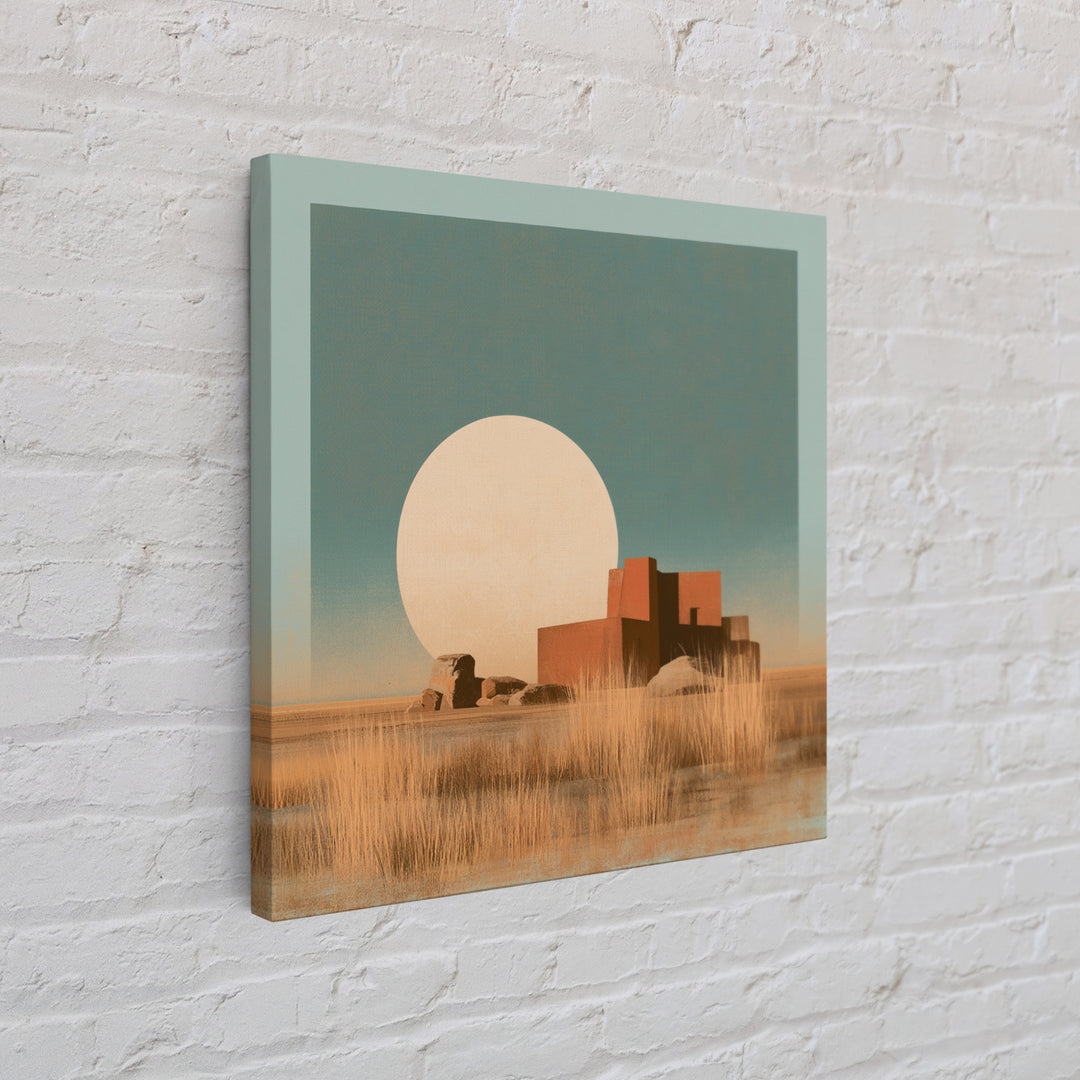 Minimal Beige Sun Framed Canvas Print, Desert Art, Gallery Decor, Southwestern Decor, Oil Painting, Desert, Home Decor, DES-1x1-70