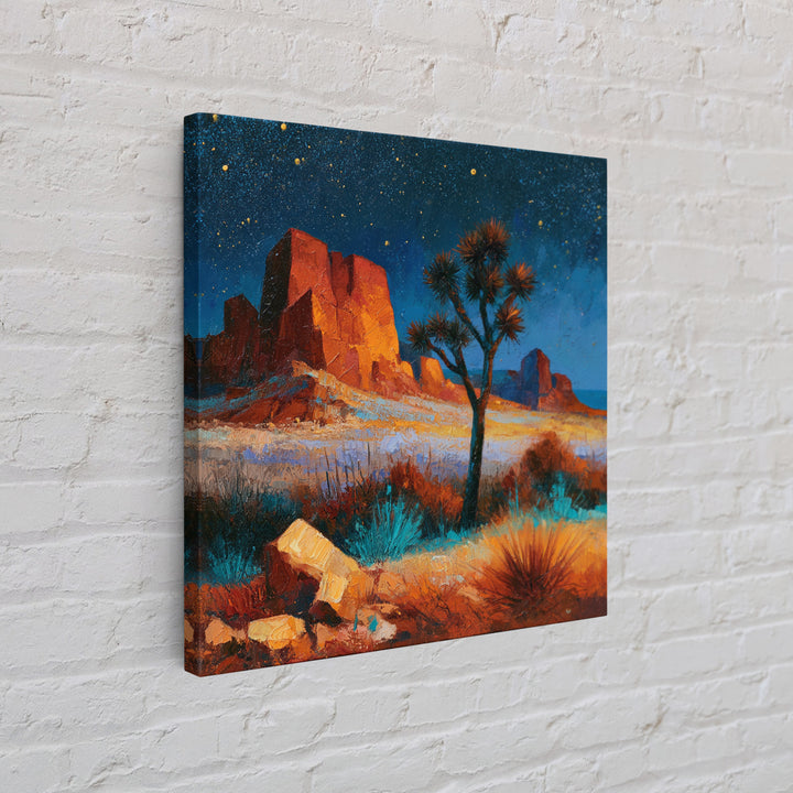 Joshua Tree under Star Filled Night Framed Canvas Print, Desert Art, Southwestern Decor, Watercolor Art, Desert, DES-1x1-78