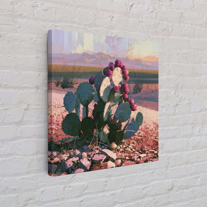 Prickly Pear Cactus Canvas Print, Desert Art, Minimalist Decor, Southwestern Decor, Fine Art, Desert, Boho, Original Art, DES-1x1-91