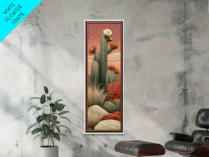 Cactus Botanical Plate Framed Canvas Print, Desert Art, Boho, Southwestern Decor, Fine Art, Desert, Mountain Wall Art, DES-1x3-20