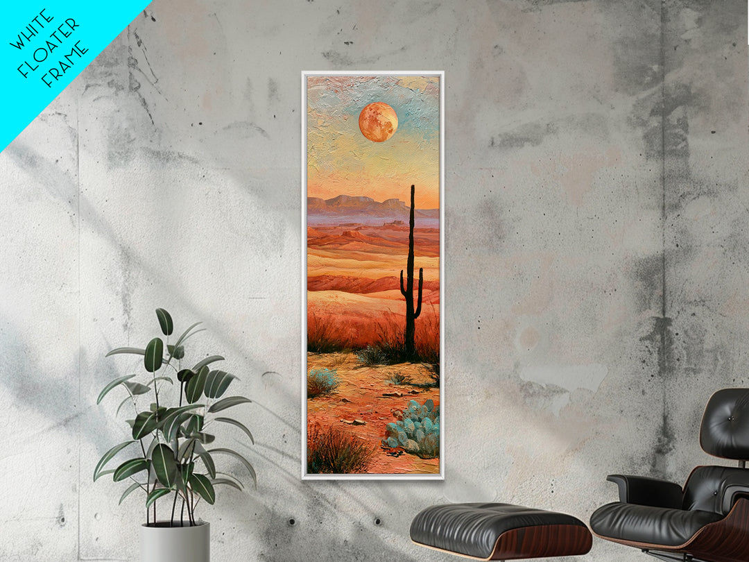 Desert Moon over Rolling Sand Canvas Print, Desert Art, Neutral Decor, Southwestern Decor, Oil Painting, Desert, Wall Decor, DES-1x3-22