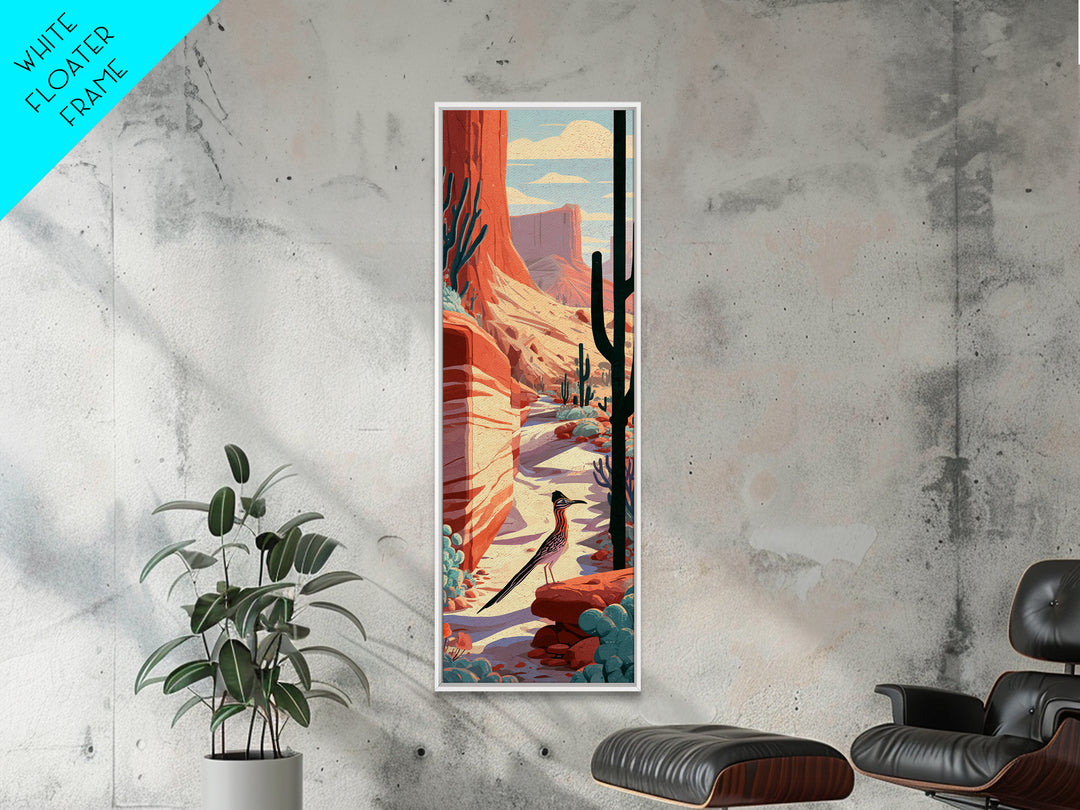 Roadrunner Bird in a Dry Wash Canvas Print, Desert Art, Modern Decor, Southwestern Decor, Fine Art, Desert, Room Decor, DES-1x3-26