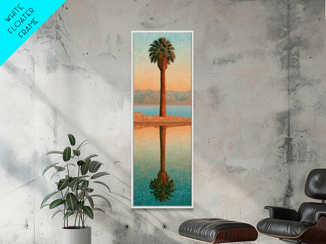 Palm Oasis Reflected Framed Canvas Print, Desert Art, Boho Decor, Southwestern Decor, Fine Art, Desert, Neutral Decor, DES-1x3-3