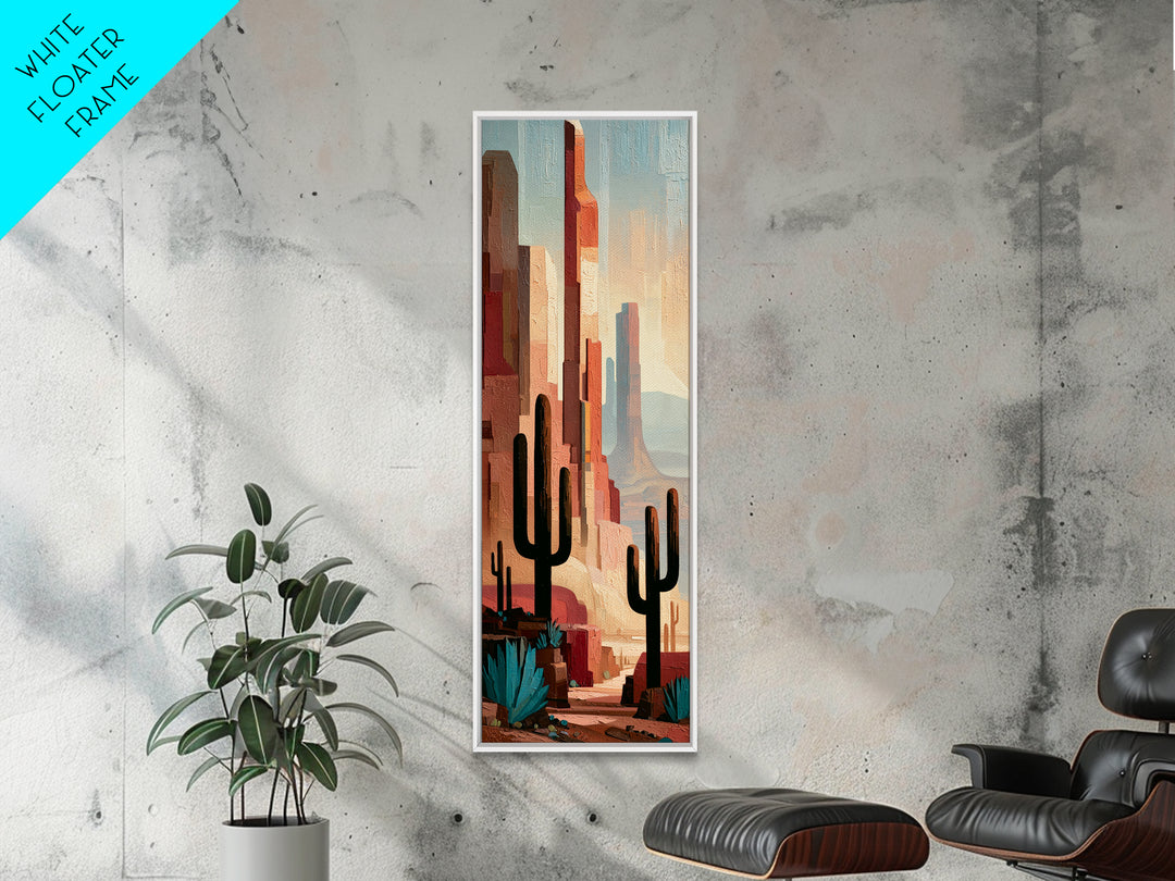 Terracotta and Cream Geometric Landscape Framed Canvas Print, Desert Art, Fine Art Print, Southwestern Decor, Fine Art, Desert, DES-1x3-30