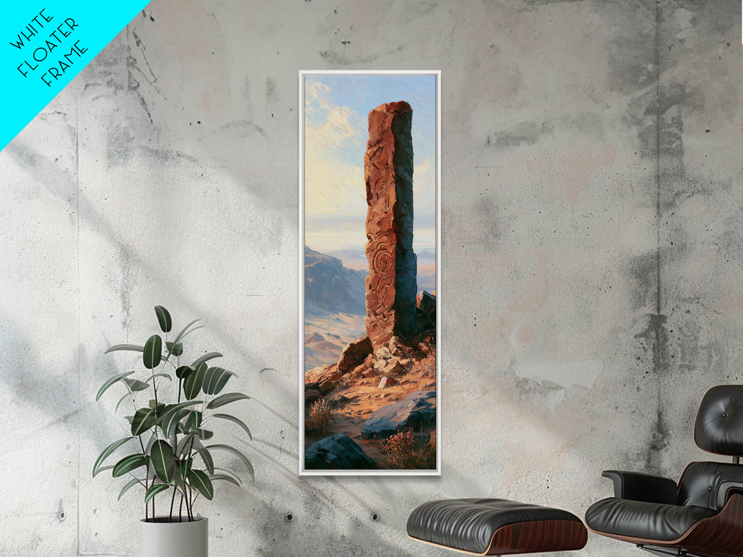 Ancient Desert Petroglyph Design Canvas Print, Desert Art, Landscape Wall Art, Southwestern Decor, Oil Painting, Desert, DES-1x3-33