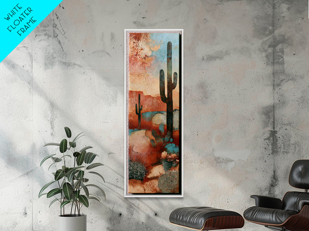 Cactus Botanical Plate Canvas Print, Desert Art, Boho Wall Art, Southwestern Decor, Oil Painting, Desert, Living Room Art, DES-1x3-44