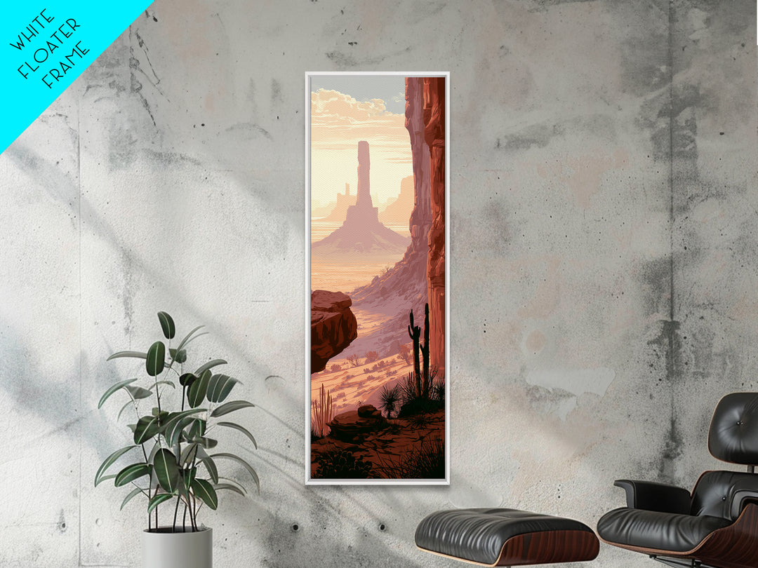 Monument Valley Silhouette Framed Canvas Print, Desert Art, Original Painting, Southwestern Decor, Desert, Bedroom Wall Art, DES-1x3-45
