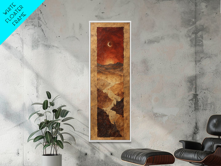Roadrunner Bird in a Dry Wash Framed Canvas Print, Desert Art, Textured Painting, Southwestern Decor, Fine Art, Desert, DES-1x3-50