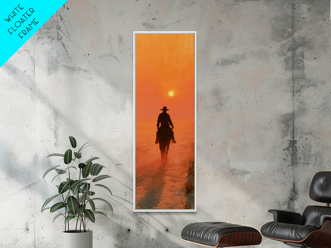 Dusty Horseback Rider at Sunset Canvas Print, Desert Art, Modern Decor, Southwestern Decor, Oil Painting, Desert, Room Decor, DES-1x3-59