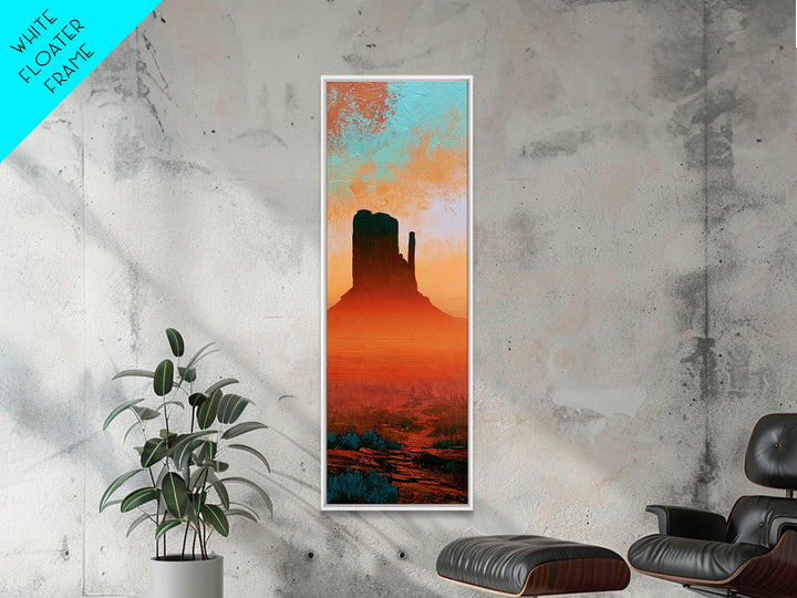 Monument Valley Silhouette Framed Canvas Print, Desert Art, Original Painting, Southwestern Decor, Desert, Bedroom Wall Art, DES-1x3-69