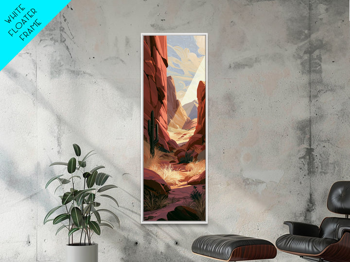 Sandstone Canyon with Dramatic Light Beam Framed Canvas Print, Desert Art, Nature Wall Art, Southwestern Decor, Desert, DES-1x3-76