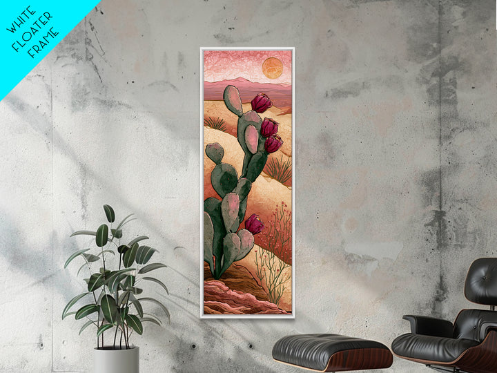 Prickly Pear Cactus Framed Canvas Print, Desert Art, Art Print, Southwestern Decor, Oil Painting, Desert, Original Painting, DES-1x3-79
