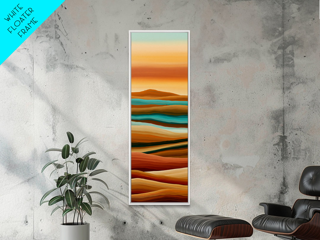 Camel Caravan Crossing Golden Dunes Framed Canvas Print, Desert Art, Digital Prints, Southwestern Decor, Fine Art, Desert, DES-1x3-91