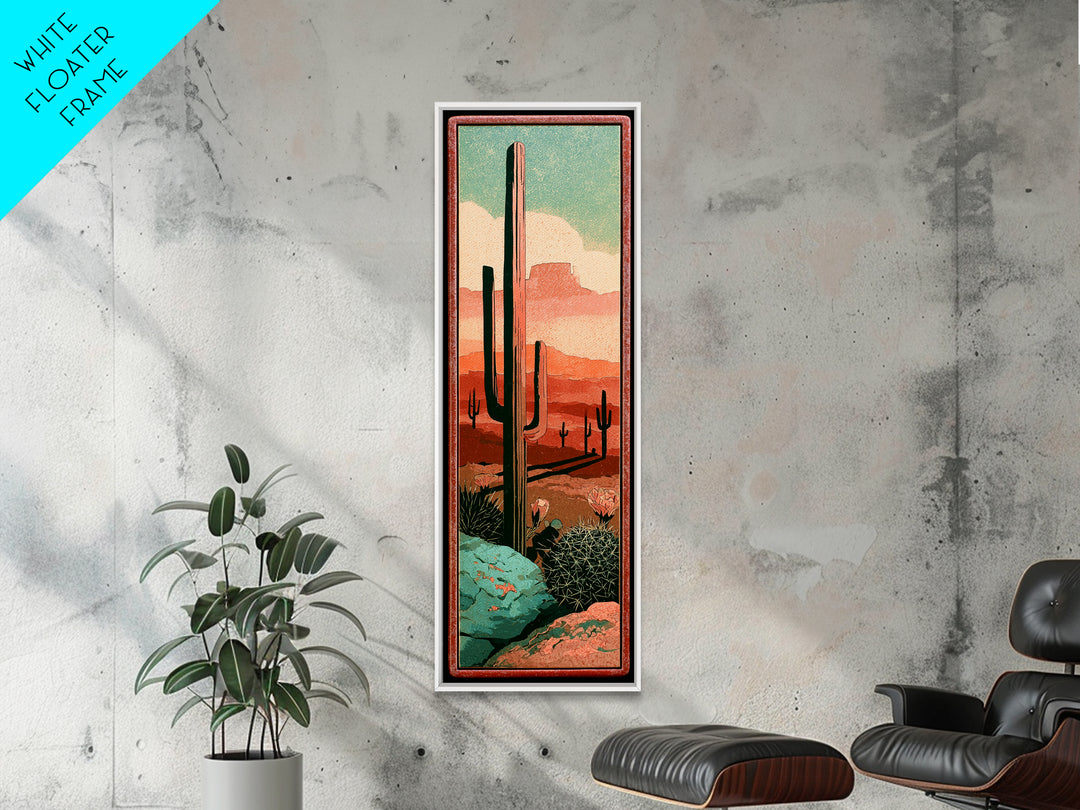 Cactus Botanical Plate Framed Canvas Print, Desert Art, Fine Art Print, Southwestern Decor, Fine Art, Desert, Digital Prints, DES-1x3-92
