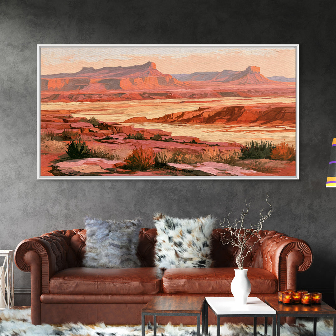 Abstract Mesa Landscape Framed Canvas Print, Desert Art, Original Art, Southwestern Decor, Fine Art, Desert, Landscape Wall Art, DES-2x1-23