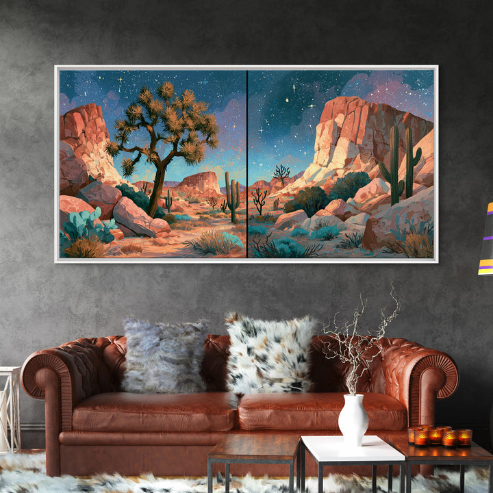 Joshua Tree under Star Filled Night Canvas Print, Desert Art, Wall Decor, Southwestern Decor, Desert, Living Room Decor, DES-2x1-26