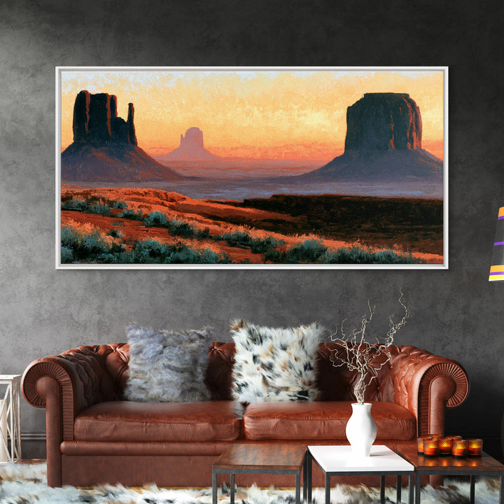 Monument Valley Silhouette Canvas Print, Desert Art, Bedroom Wall Art, Southwestern Decor, Fine Art, Desert, Fine Art Print, DES-2x1-53