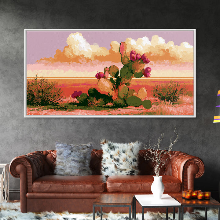 Prickly Pear Cactus Canvas Print, Desert Art, Bedroom Wall Art, Southwestern Decor, Fine Art, Desert, Fine Art Print, DES-2x1-63