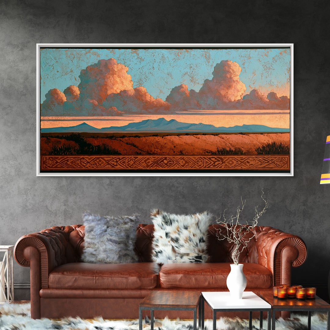 Ancient Desert Petroglyph Design Framed Canvas Print, Desert Art, Modern Wall Art, Southwestern Decor, Fine Art, Desert, DES-2x1-65