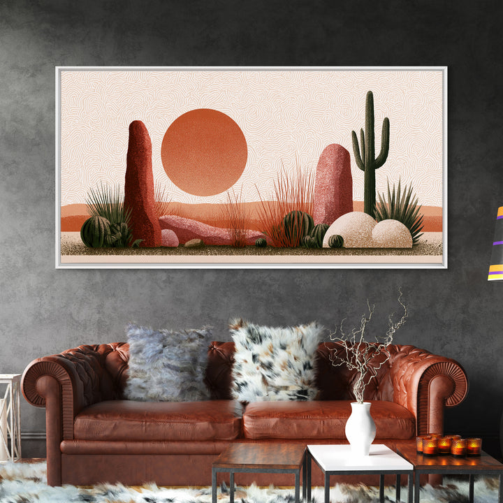 Minimal Beige Sun Canvas Print, Desert Art, Printable Wall Art, Southwestern Decor, Watercolor Art, Desert, Modern Wall Art, DES-2x1-66
