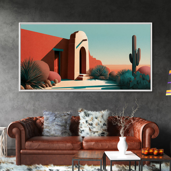Adobe Doorway with Turquoise Shadow Canvas Print, Desert Art, Western Decor, Southwestern Decor, Fine Art, Desert, Modern Decor, DES-2x1-73