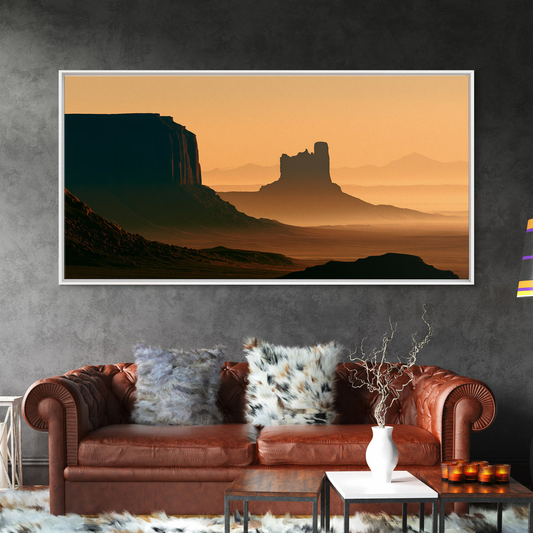 Monument Valley Silhouette Canvas Print, Desert Art, Bedroom Wall Art, Southwestern Decor, Fine Art, Desert, Fine Art Print, DES-2x1-77
