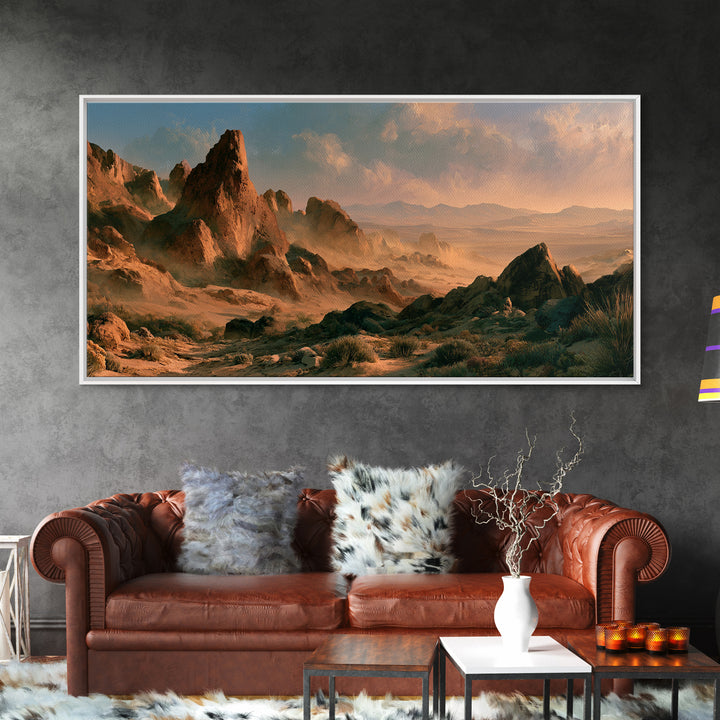 Ancient Desert Petroglyph Design Canvas Print, Desert Art, Landscape Wall Art, Southwestern Decor, Oil Painting, Desert, DES-2x1-89