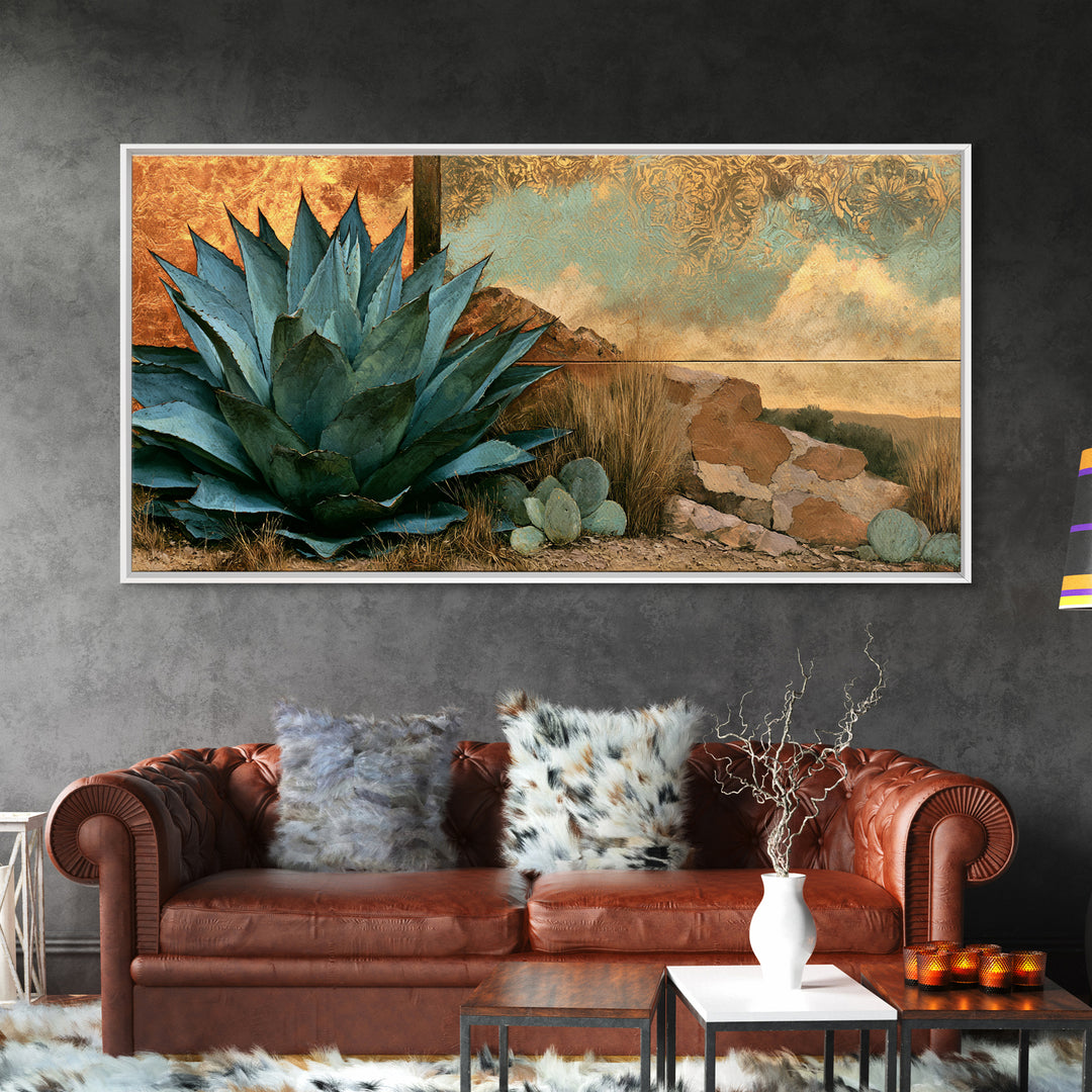 Agave Plant Closeup Framed Canvas Print, Desert Art, Abstract Wall Art, Southwestern Decor, Desert, Digital Download Art, DES-2x1-92
