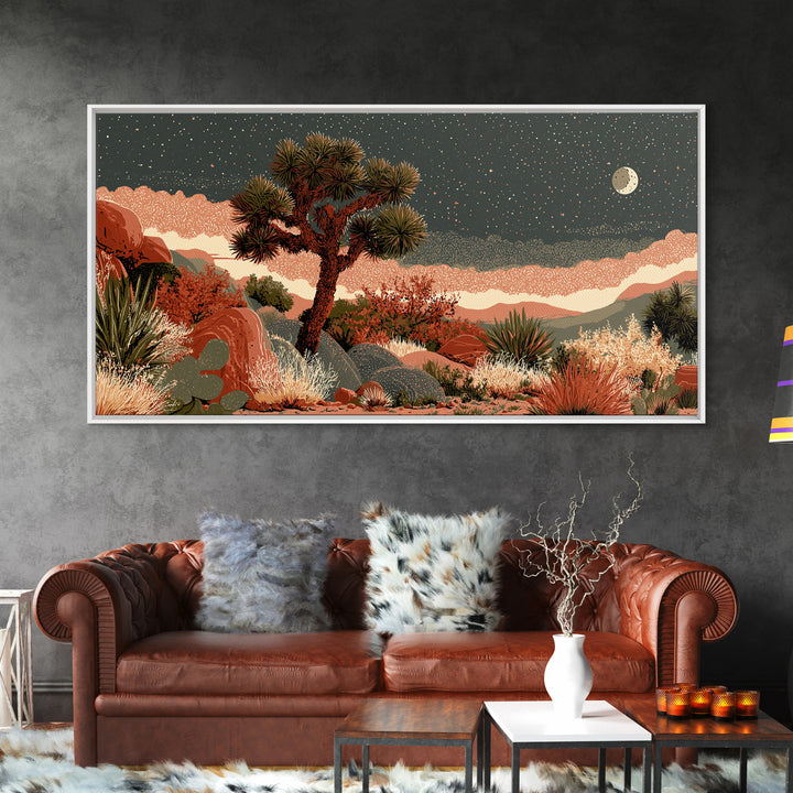 Joshua Tree under Star Filled Night Canvas Print, Desert Art, Printable Art, Southwestern Decor, Desert, Colorful Wall Art, DES-2x1-98