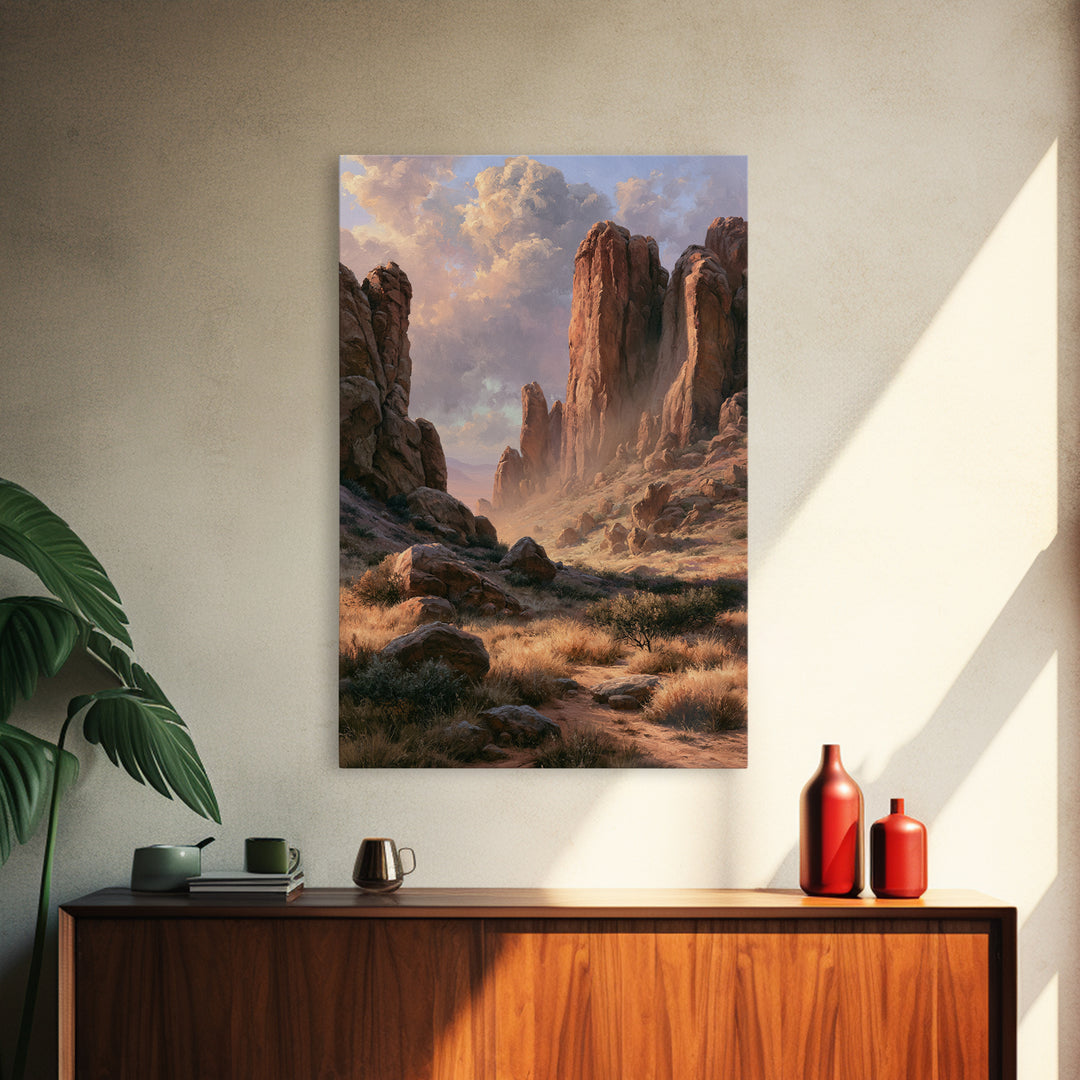 Sandstone Canyon with Dramatic Light Beam Framed Canvas Print, Desert Art, Contemporary Art, Southwestern Decor, Desert, DES-2x3-24