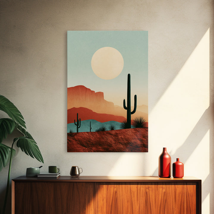 Minimal Beige Sun Framed Canvas Print, Desert Art, Digital Prints, Southwestern Decor, Oil Painting, Desert, Boho Wall Art, DES-2x3-30