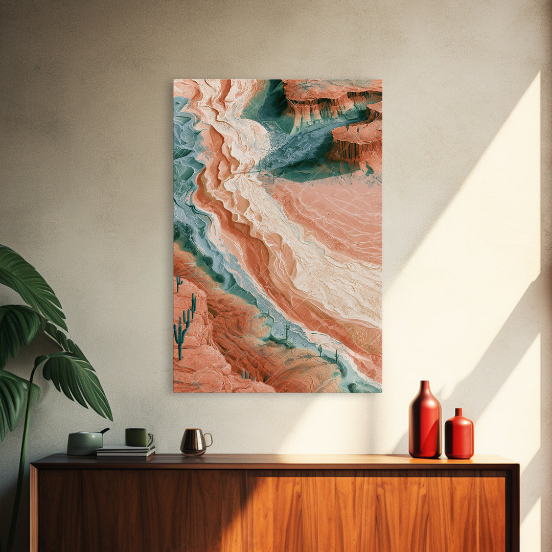Wind Carved Dune Patterns from Above Framed Canvas Print, Desert Art, Original Painting, Southwestern Decor, Fine Art, Desert, DES-2x3-4