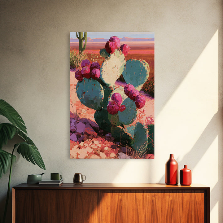 Prickly Pear Cactus Framed Canvas Print, Desert Art, Modern Wall Art, Southwestern Decor, Fine Art, Desert, Gallery Decor, DES-2x3-51