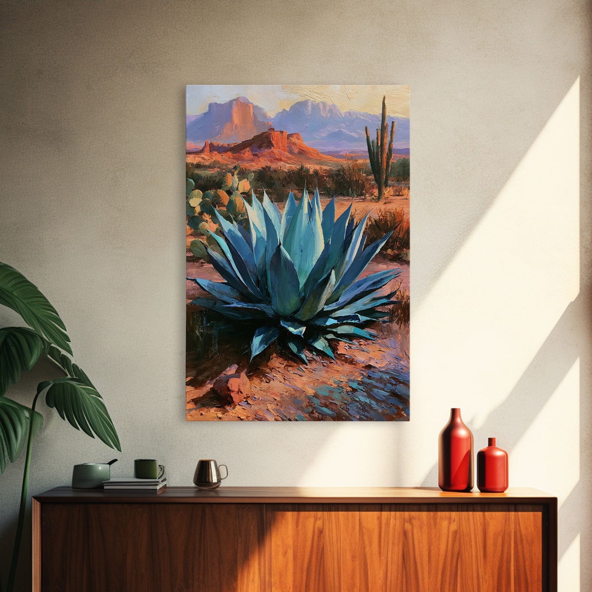 Agave Plant Closeup Framed Canvas Print, Desert Art, Wall Art Prints, Southwestern Decor, Fine Art, Desert, Boho Decor, DES-2x3-56