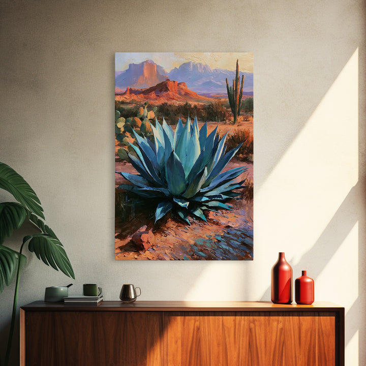Agave Plant Closeup Framed Canvas Print, Desert Art, Wall Art Prints, Southwestern Decor, Fine Art, Desert, Boho Decor, DES-2x3-56