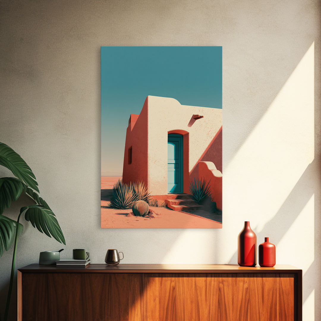 Adobe Doorway with Turquoise Shadow Canvas Print, Desert Art, Landscape Wall Art, Southwestern Decor, Fine Art, Desert, DES-2x3-61