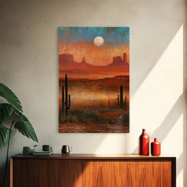 Desert Moon over Rolling Sand Canvas Print, Desert Art, Apartment Decor, Southwestern Decor, Fine Art, Desert, Landscape Art, DES-2x3-66