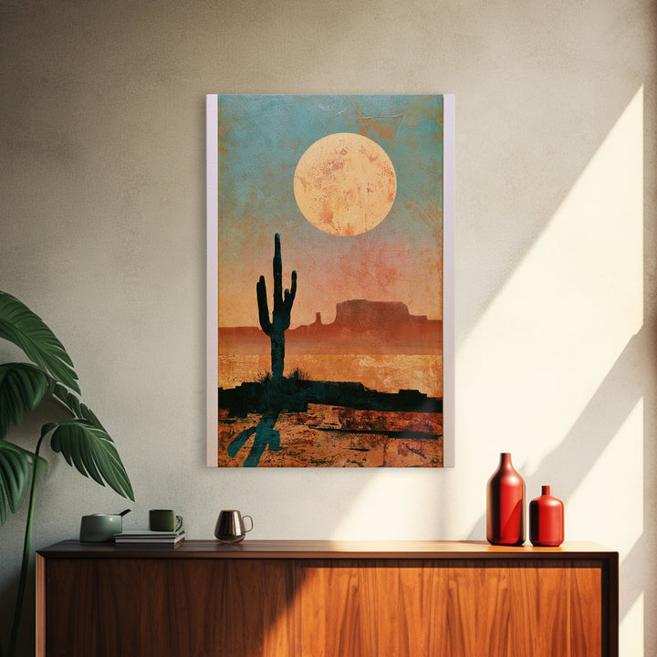 Minimal Beige Sun Framed Canvas Print, Desert Art, Abstract Wall Art, Southwestern Decor, Desert, Digital Download Art, DES-2x3-78