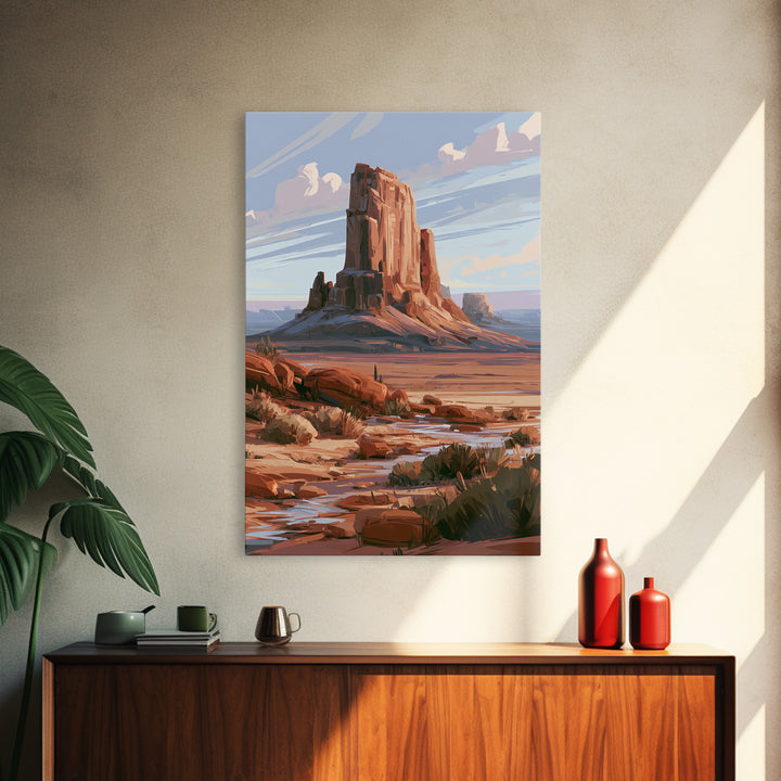 Abstract Mesa Landscape Framed Canvas Print, Desert Art, Art Print, Southwestern Decor, Fine Art, Desert, Original Painting, DES-2x3-83