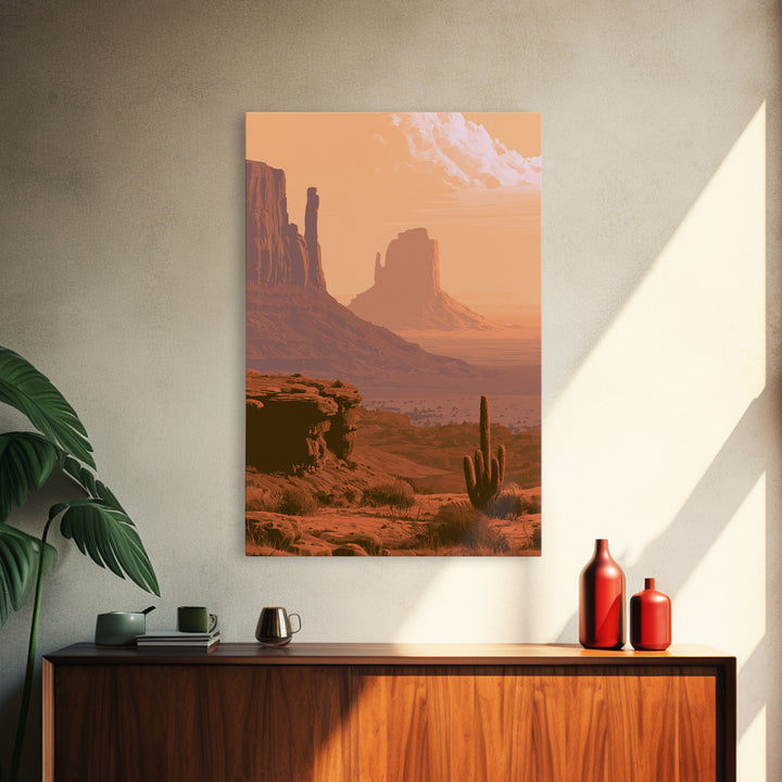 Monument Valley Silhouette Framed Canvas Print, Desert Art, Gallery Decor, Southwestern Decor, Fine Art, Desert, Home Decor, DES-2x3-89