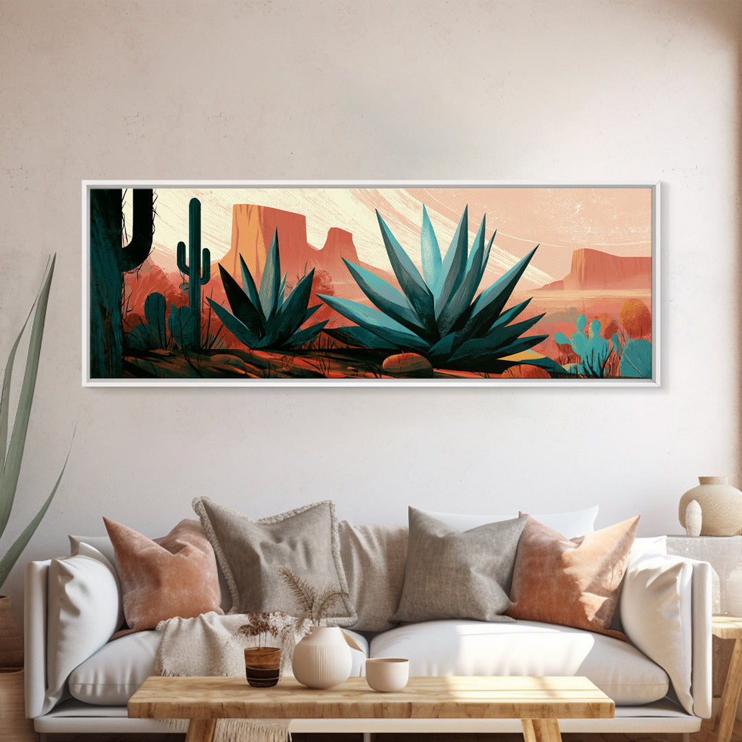 Agave Plant Closeup Canvas Print, Desert Art, Bedroom Wall Art, Southwestern Decor, Watercolor Art, Desert, Fine Art Print, DES-3x1-16