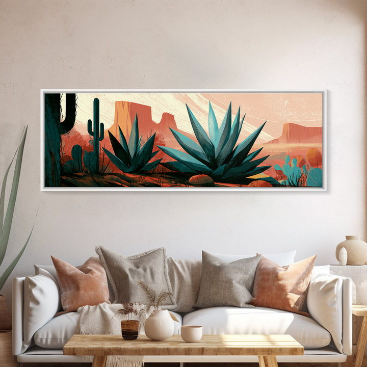 Agave Plant Closeup Canvas Print, Desert Art, Bedroom Wall Art, Southwestern Decor, Watercolor Art, Desert, Fine Art Print, DES-3x1-16