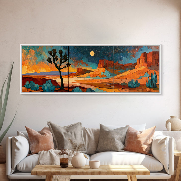 Joshua Tree under Star Filled Night Canvas Print, Desert Art, Wall Decor, Southwestern Decor, Desert, Living Room Decor, DES-3x1-22